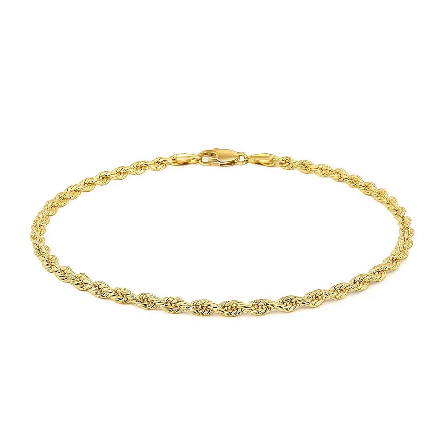 10k Yellow Gold Solid Diamond Cut Rope Bracelet (2.50 mm)