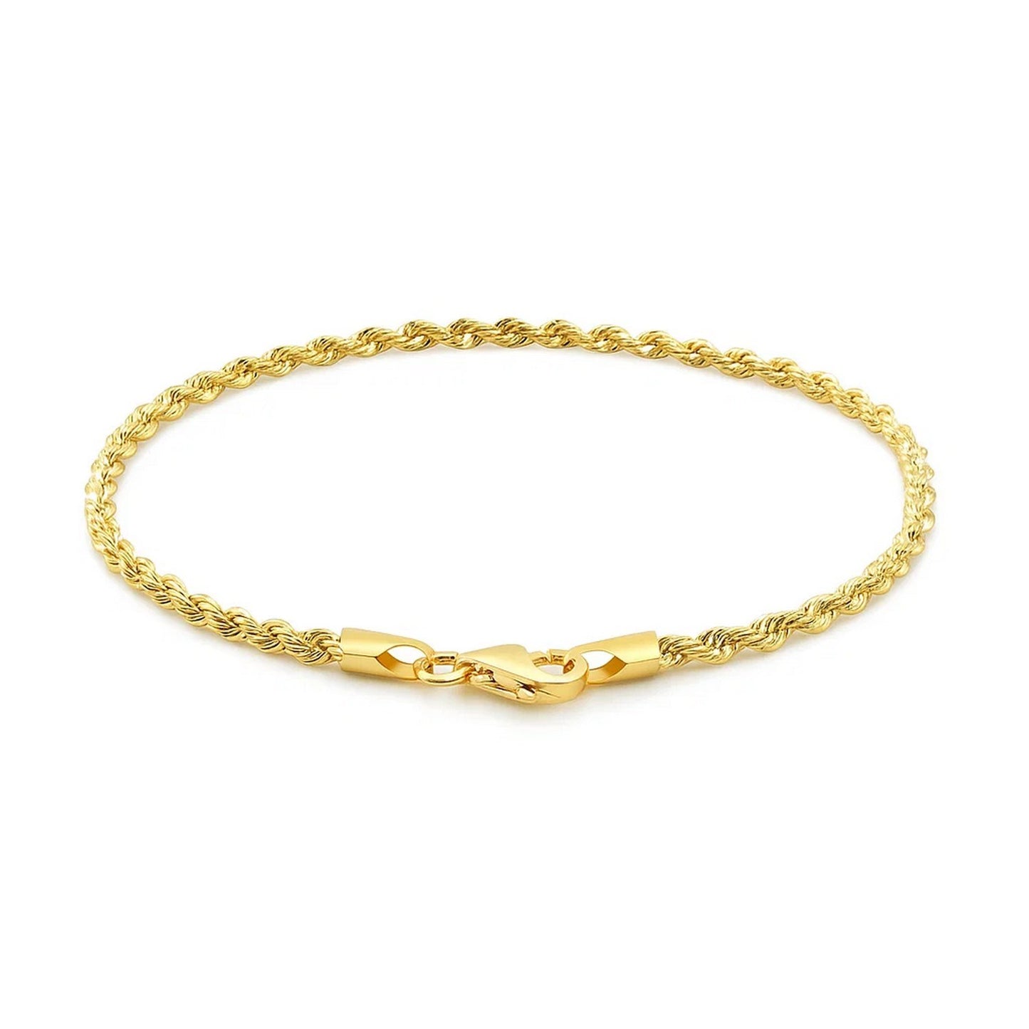 10k Yellow Gold Solid Diamond Cut Rope Bracelet (2.50 mm)