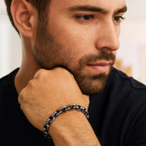 Sterling Silver Gunmetal Finish Oval Link Bracelet (7.70 mm)