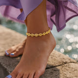 4.7mm 14k Yellow Gold Puffed Mariner Anklet