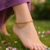 4.7mm 14k Yellow Gold Puffed Mariner Anklet