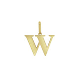 14K Yellow Gold Initial W Charm Pendant
