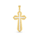 14k Two Tone Gold High Polish Diamond Cut Cross Pendant