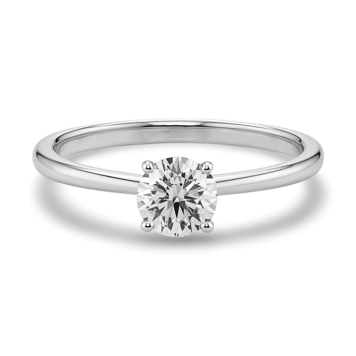 3/4 Carat Round Lab Grown IGI G/VS1 Diamond Solitaire Ring in 14K White Gold
