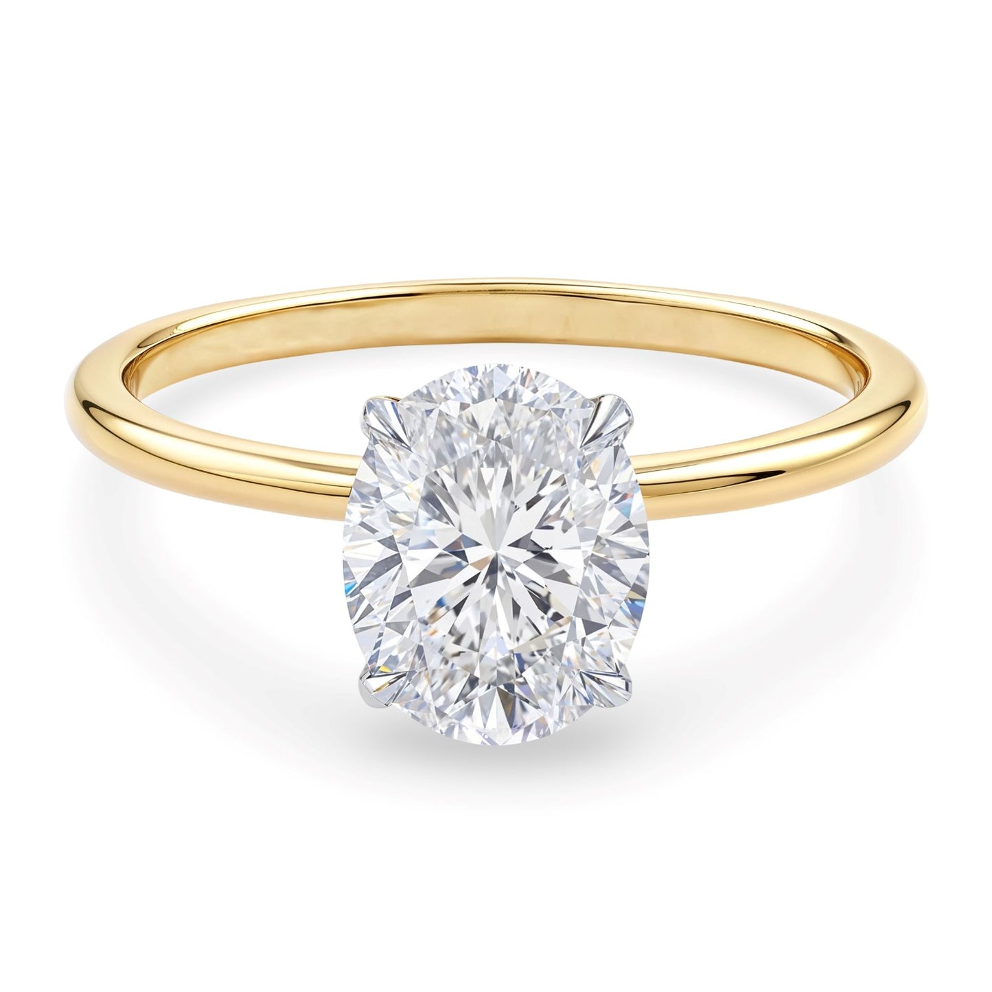 1 1/2 Carat Oval Lab Grown IGI G/VS1 Diamond Solitaire Ring in 10K Yellow Gold