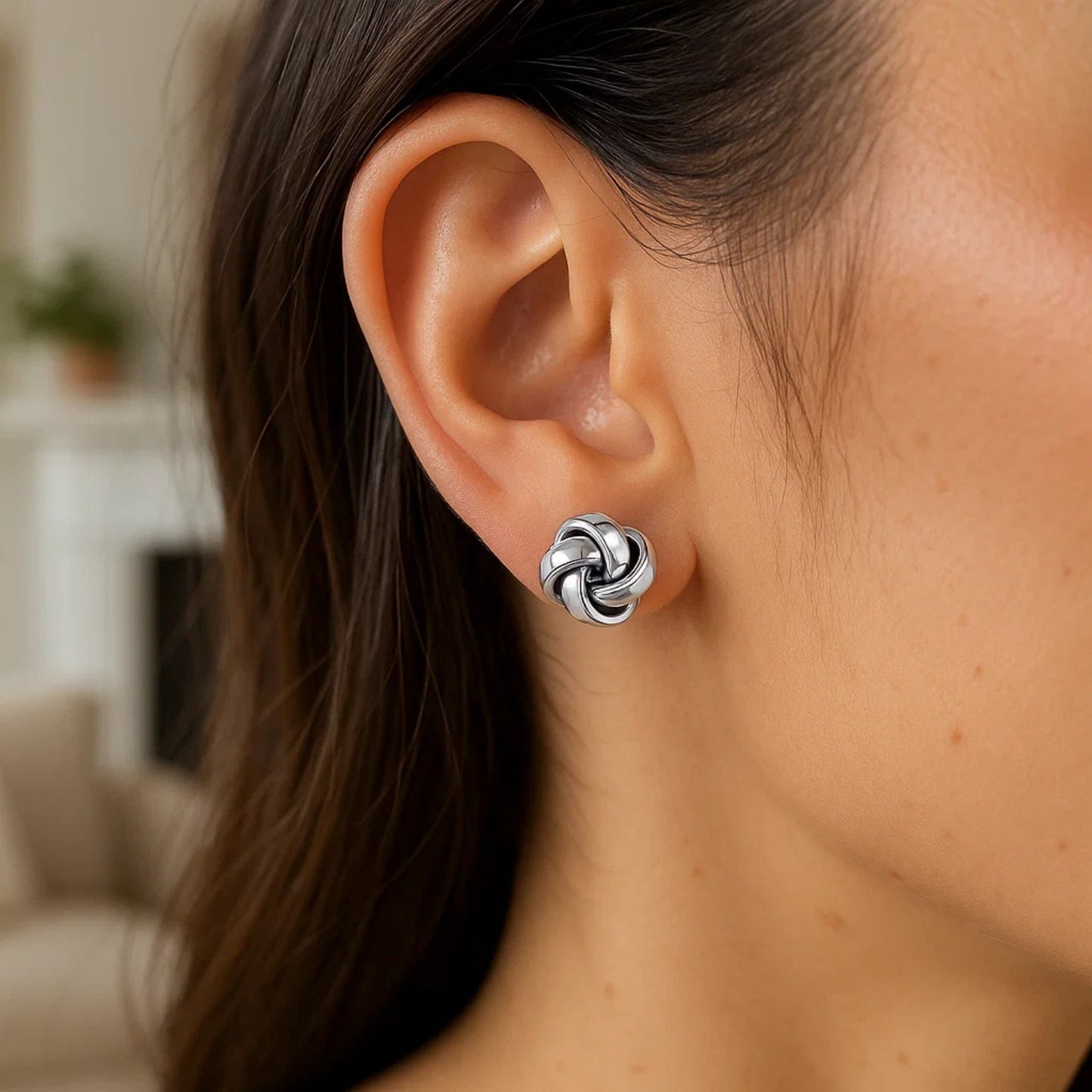 Sterling Silver Polished Love Knot Earrings(10mm)