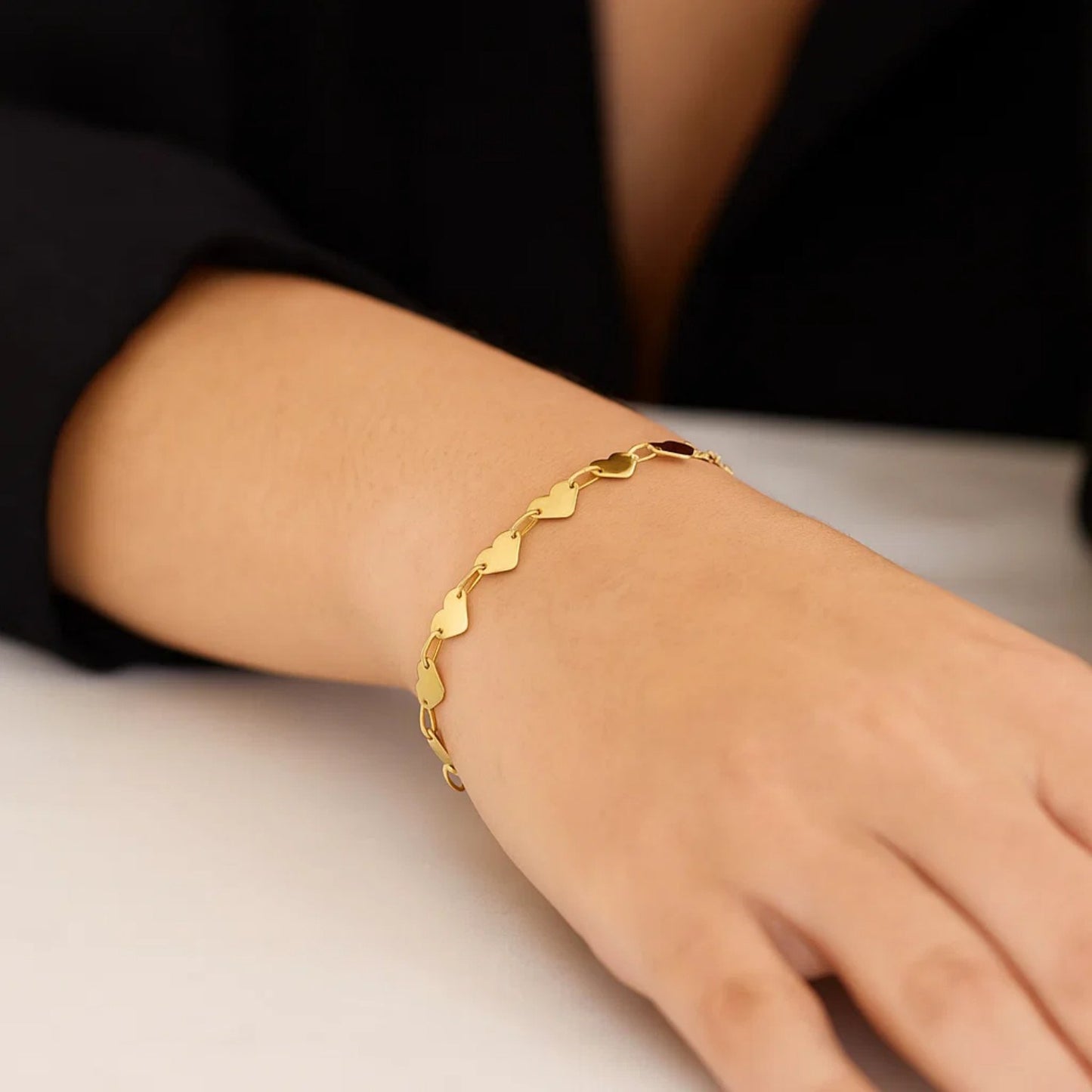 Mirror Heart Chain Bracelet in 10K Yellow Gold (4.70 mm)