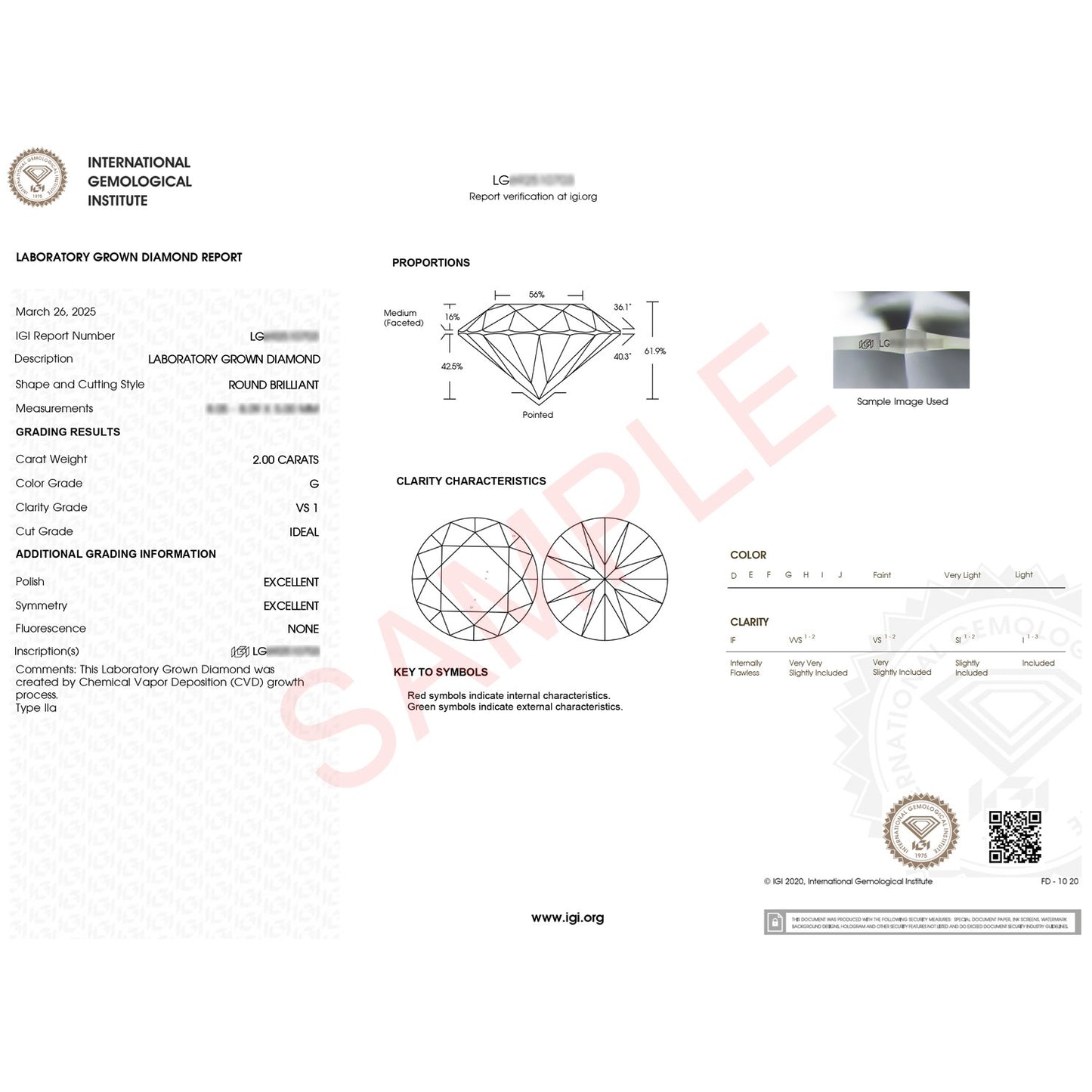 2 Carat Round Lab Grown IGI G/VS1 Diamond Solitaire Ring in 14K White Gold