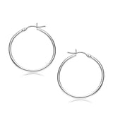 10k White Gold Polished Hoop Earrings (2x30 mm)