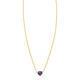14K Yellow Gold Amethyst Heart Necklace (1.50 mm)