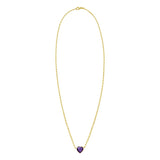 14K Yellow Gold Amethyst Heart Necklace (1.50 mm)
