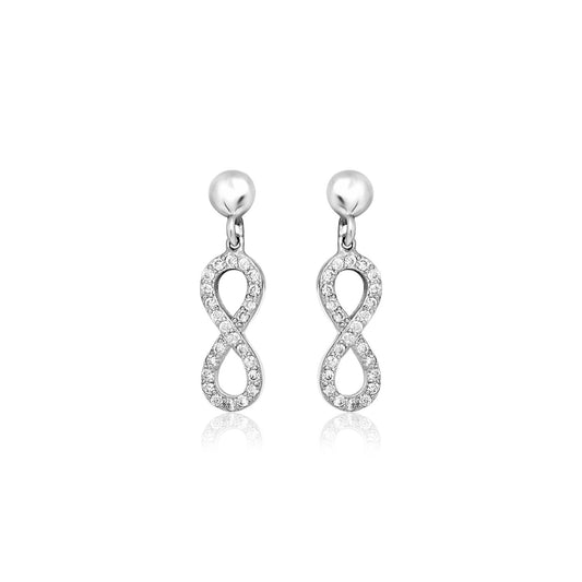 Sterling Silver Infinity Symbol Earrings with Cubic Zirconias
