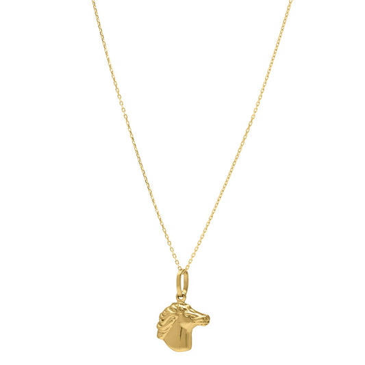 Horse Profile Medium Necklace in 14K Yellow Gold