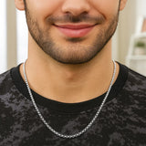 Sterling Silver Rhodium Plated Round Box Chain (3.80 mm)