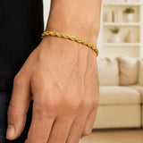 10k Yellow Gold Solid Diamond Cut Rope Bracelet (3.50 mm)