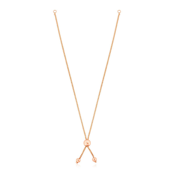 14k Rose Gold Adjustable Friendship Bracelet Chain with Ball Slide