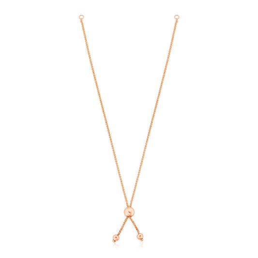 14k Rose Gold Adjustable Friendship Bracelet Chain with Ball Slide