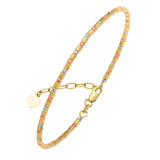 Tri Color Diamond Cut Bead Bracelet in 14K Gold