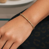 Tri Color Diamond Cut Bead Bracelet in 14K Gold