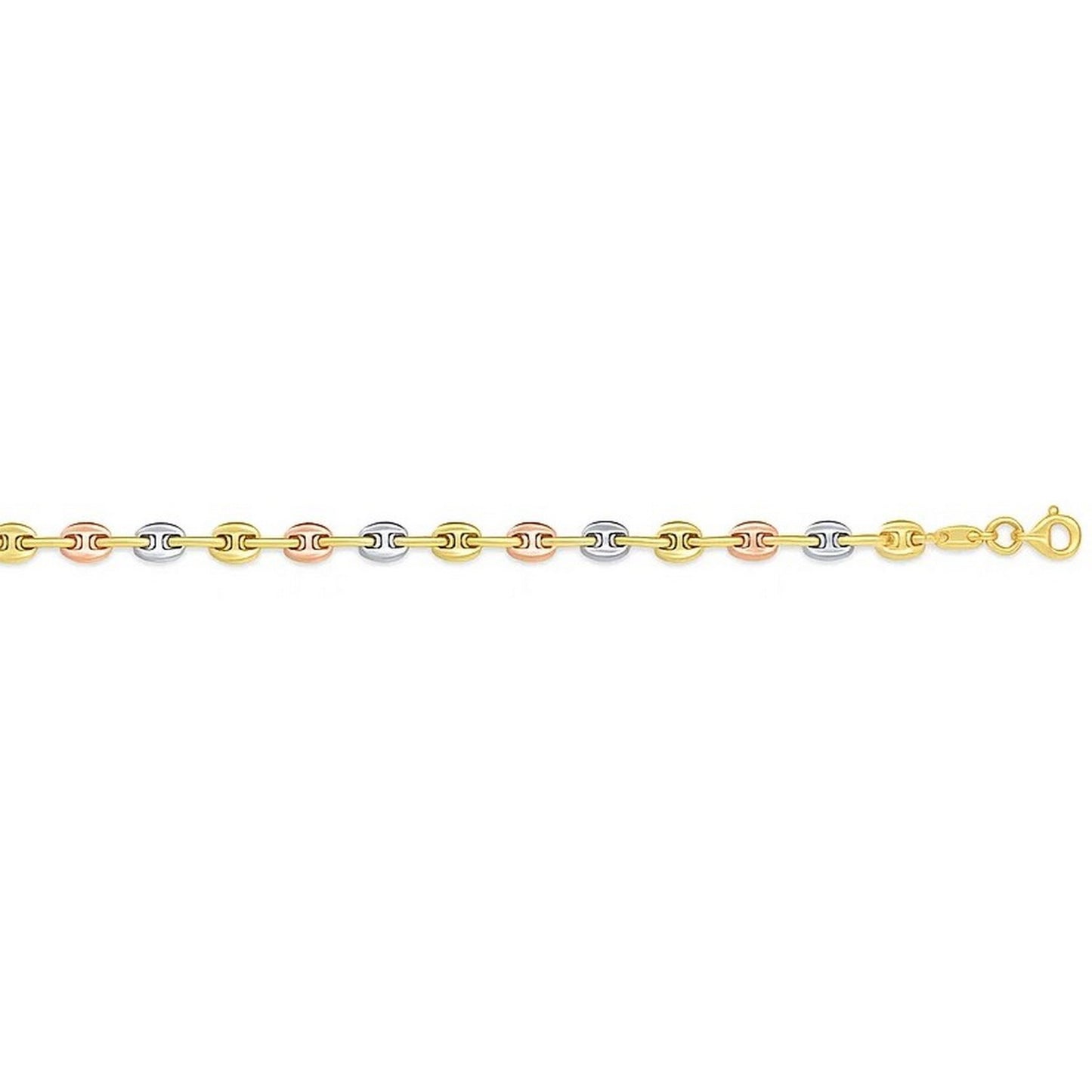 14k Tri Color Gold Mariner Link Bracelet (4.90 mm)