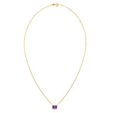 14K Yellow Gold Emerald Cut Amethyst Necklace
