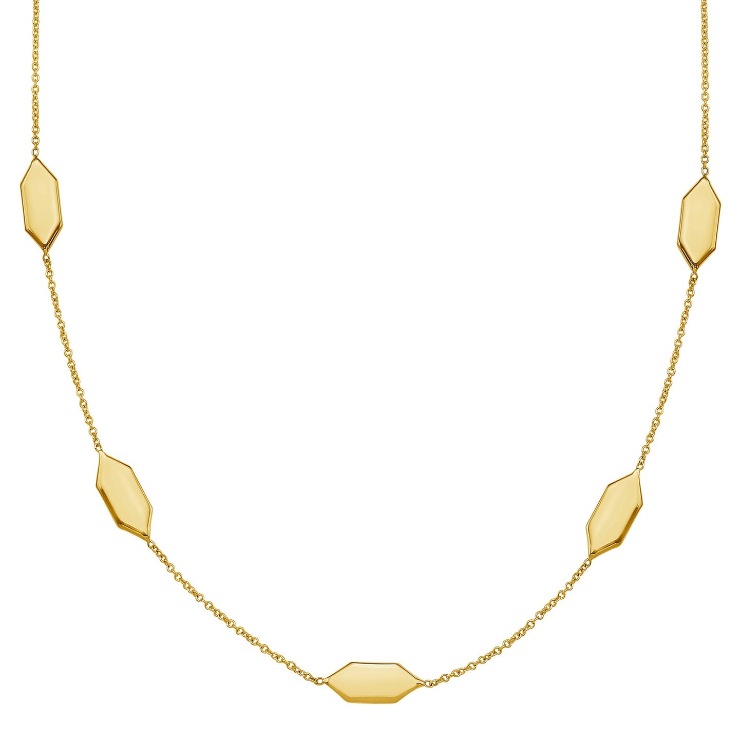 Elongated Hexagon Necklace in 14K Yellow Gold