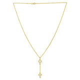 Double Cross Drop Necklace in 14K Yellow Gold