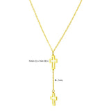 Double Cross Drop Necklace in 14K Yellow Gold