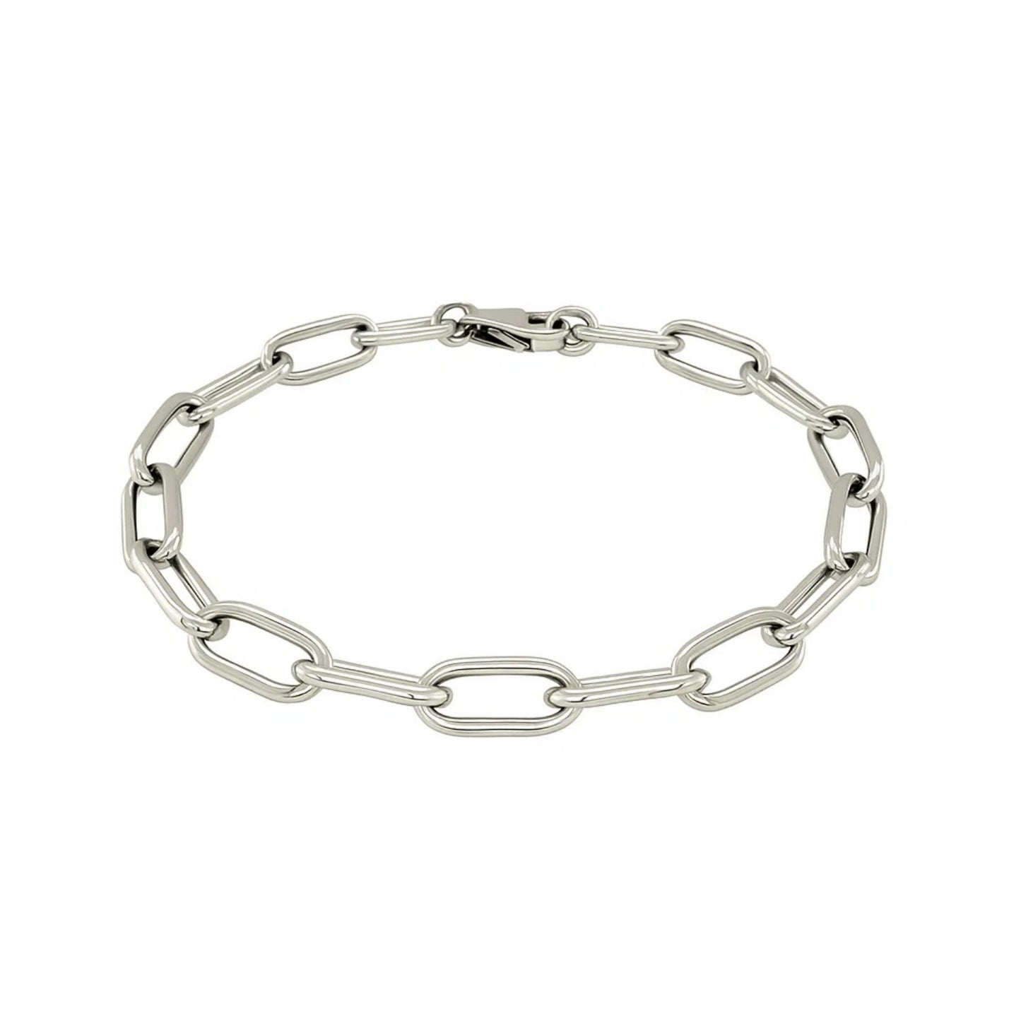 Sterling Silver Wide Paperclip Chain Bracelet (6.50 mm)