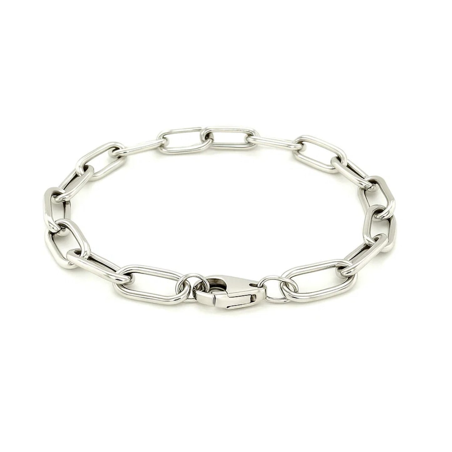 Sterling Silver Wide Paperclip Chain Bracelet (6.50 mm)