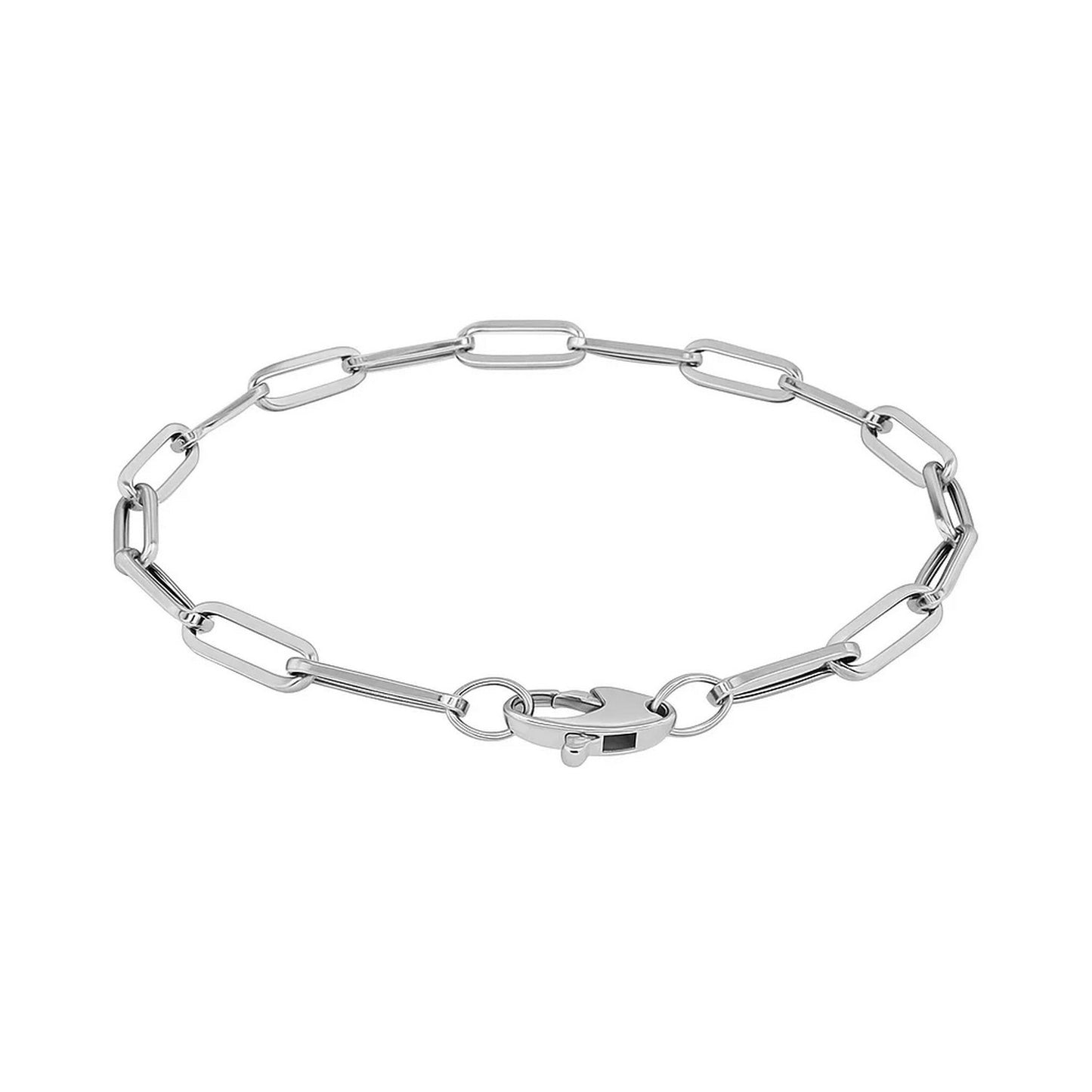 14K White Gold Bold Paperclip Chain Bracelet (4.20 mm)
