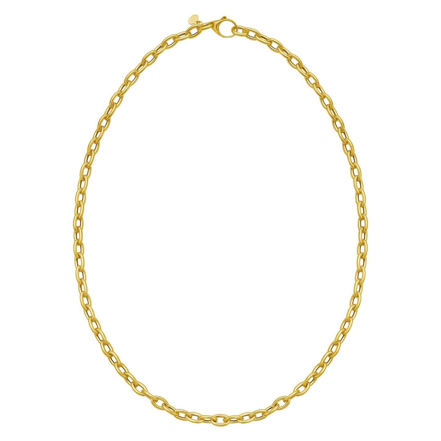 14K Yellow Gold Charm Lock Rolo Chain Necklace (5.10 mm)