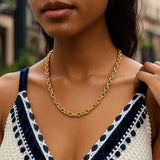 14K Yellow Gold Charm Lock Rolo Chain Necklace (5.10 mm)