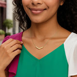 14K Yellow Gold Chevron Necklace