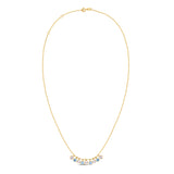 14K Yellow Gold Blue And White Topaz Dancing Drop Necklace