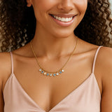 14K Yellow Gold Blue And White Topaz Dancing Drop Necklace