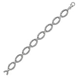 Textured Oval Link Bracelet in 14k White Gold (8.60 mm)