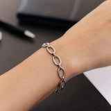 Textured Oval Link Bracelet in 14k White Gold (8.60 mm)