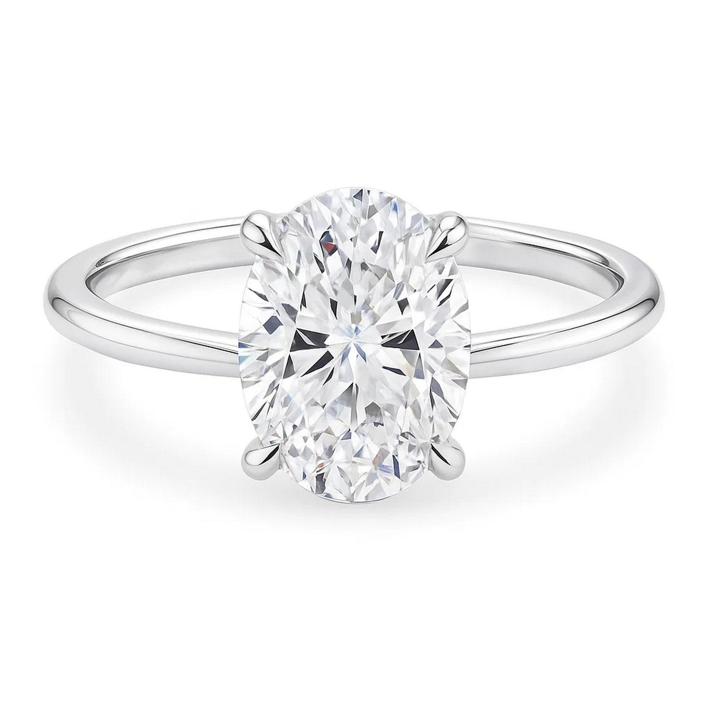 5 Carat Oval Lab Grown IGI G/VS1 Diamond Solitaire Ring in 10K White Gold