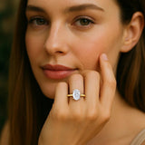 5 Carat Oval Lab Grown IGI G/VS1 Diamond Solitaire Ring in 10K Yellow Gold