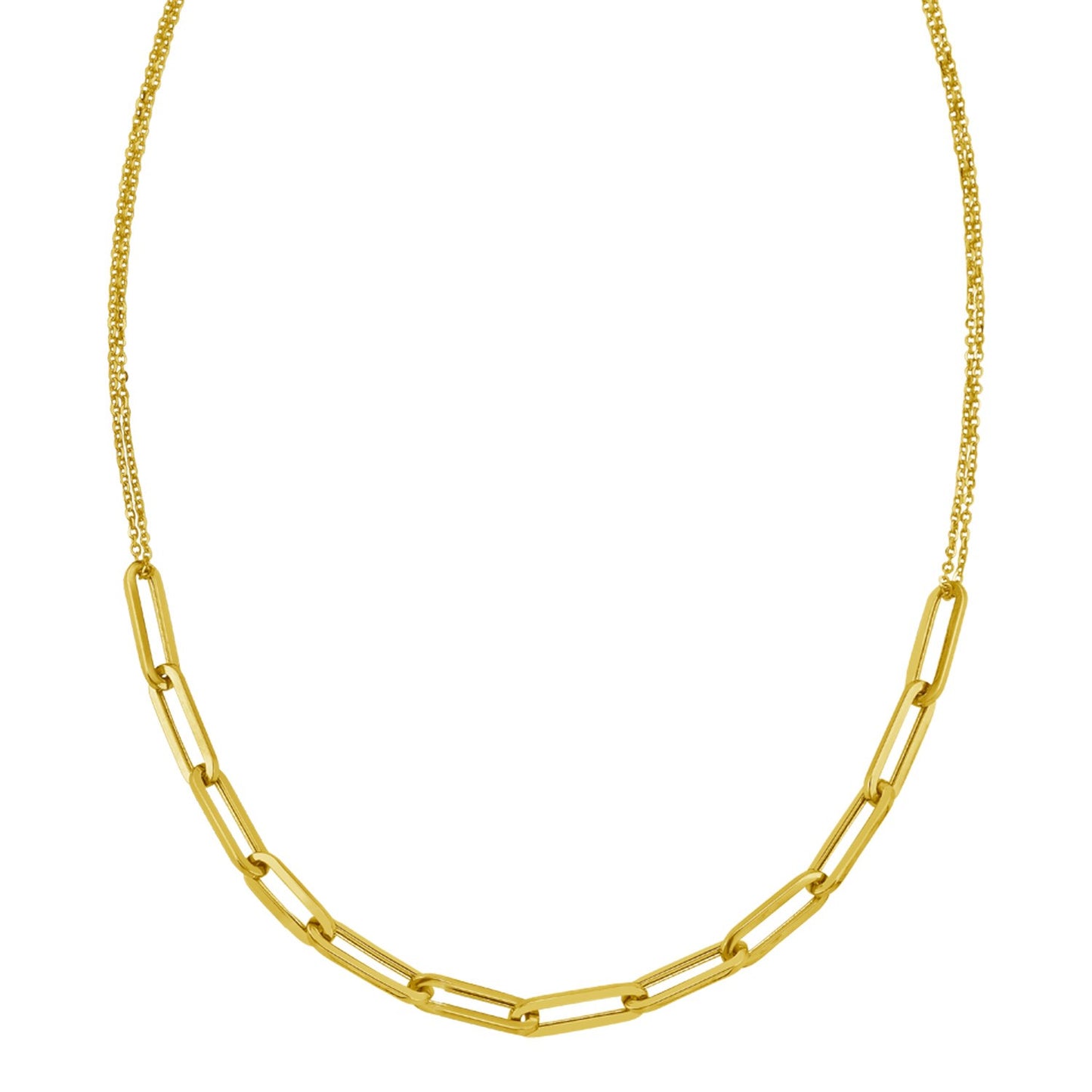 14K Yellow Gold Adjustable Paperclip Link Necklace