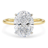 3 Carat Oval Lab Grown IGI G/VS1 Diamond Solitaire Ring in 10K Yellow Gold