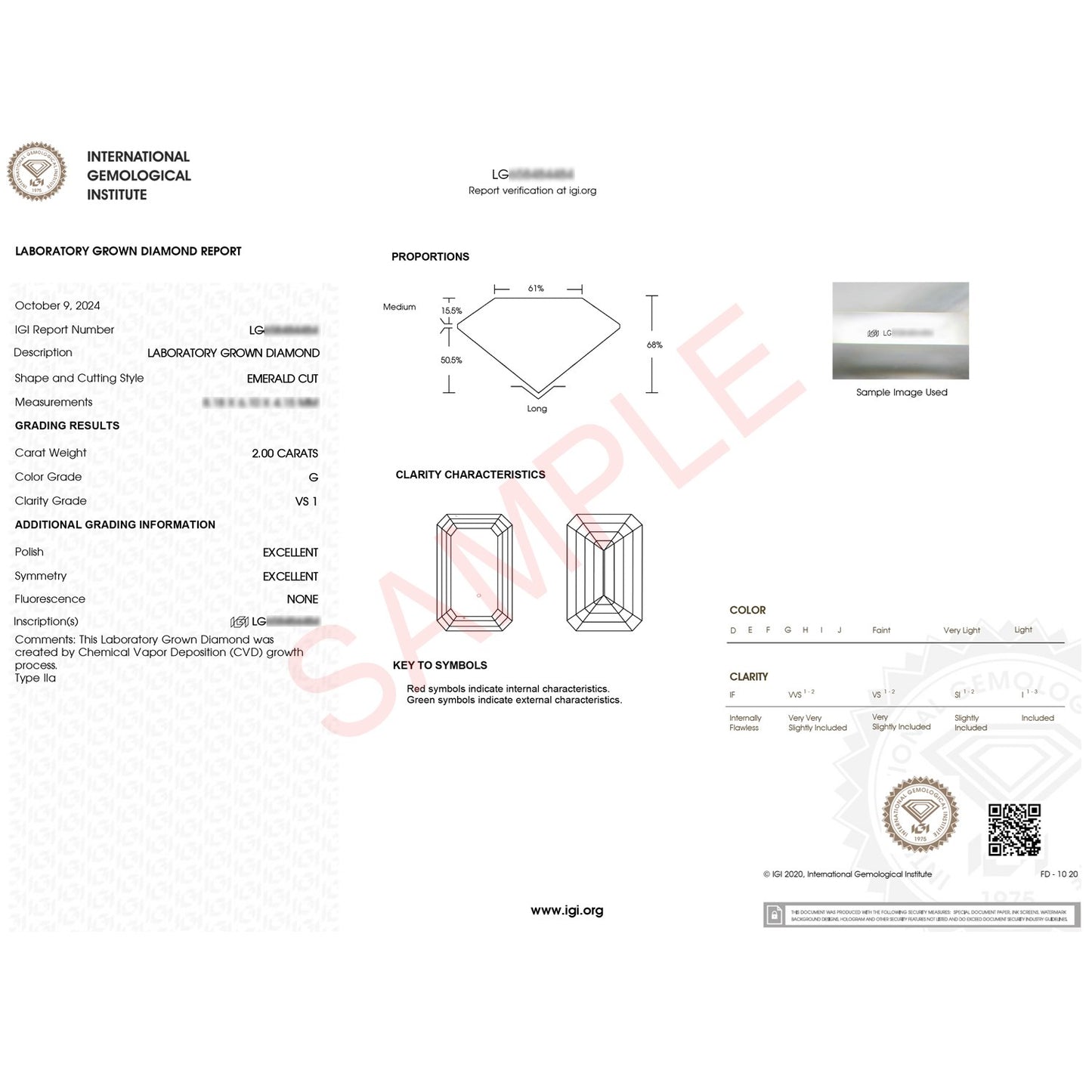 2 Carat Emerald Lab Grown IGI G/VS1 Diamond Solitaire Ring in 14K White Gold