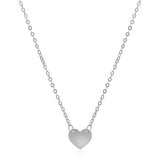 14k White Gold Polished Mini Heart Necklace