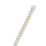 14k Two Tone Gold Miami Cuban Chain Necklace with White Pave