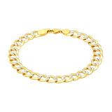 14k Two Tone Gold Pave Curb Bracelet (9.70 mm)