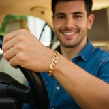 14k Two Tone Gold Pave Curb Bracelet (9.70 mm)