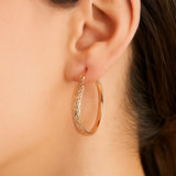 14k Rose Gold Hammered Oval Hoop Earrings