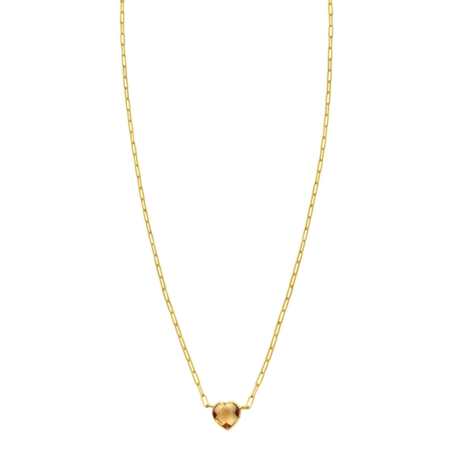 14K Yellow Gold Citrine Heart Necklace (1.50 mm)