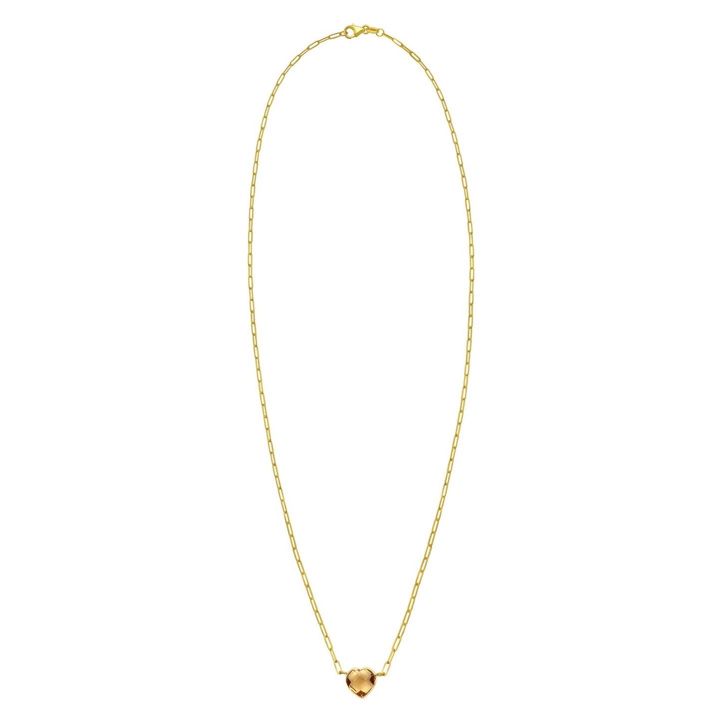 14K Yellow Gold Citrine Heart Necklace (1.50 mm)